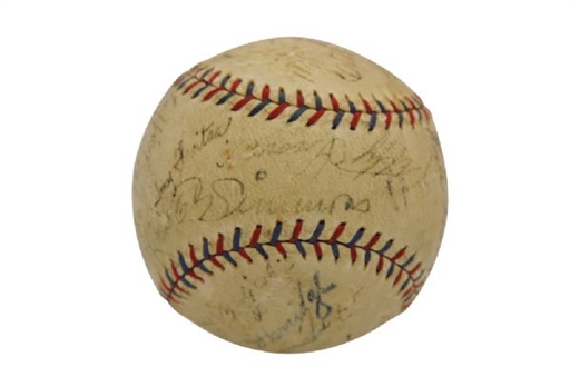 1932 Philadelphia As Team Signed Baseball (23 signatures) Including Simmons, Grove, Mack, Cochrane, Collins and Foxx